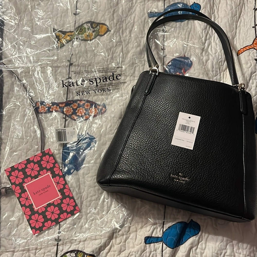 NWT Kate Spade medium triple compartment shoulder bag in black